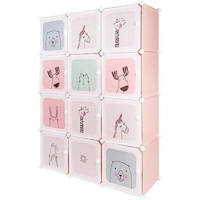 LANTUS Armoire Penderie Portable, Étagère de Rangement, Cubes de Stockage Modulaire en Plastique, Assemblage Facile pour Vêtements, Accessoires, Jouets,110 * 145 * 37cm-Rose - Publicité LANTUS Armoire Penderie Portable, Étagère de Rangement, Cubes de Stockage Modulaire en Plastique, Assemblage Facile pour Vêtements, Accessoires, Jouets,110 * 145 * 37cm-Rose - Publicité