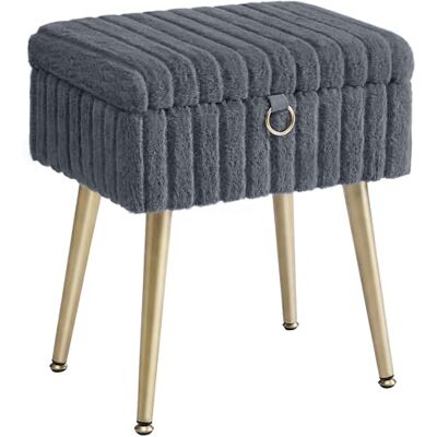 SONGMICS Tabouret de Coiffeuse, Tabouret avec Rangement, Repose-Pieds, Pieds en Métal, Rembourré, Pieds Réglables, pour Salon, Chambre, Dressing, Gris Ardoise LOM505GZ02 - Publicité SONGMICS Tabouret de Coiffeuse, Tabouret avec Rangement, Repose-Pieds, Pieds en Métal, Rembourré, Pieds Réglables, pour Salon, Chambre, Dressing, Gris Ardoise LOM505GZ02 - Publicité