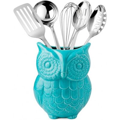 Comfify Support à Ustensile Hibou Cruche Décorative – Bleu Aqua - Publicité Comfify Support à Ustensile Hibou Cruche Décorative – Bleu Aqua - Publicité