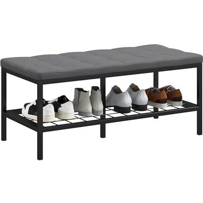 HOMCOM Banc à Chaussures avec Coussin rembourré et étagère de Rangement, Meuble à Chaussures d'entrée pour Couloir ou Chambre, 90 x 41 x 40 cm, Gris - Publicité HOMCOM Banc à Chaussures avec Coussin rembourré et étagère de Rangement, Meuble à Chaussures d'entrée pour Couloir ou Chambre, 90 x 41 x 40 cm, Gris - Publicité