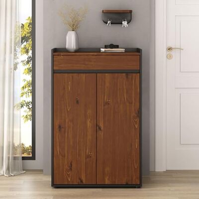IDIMEX Meuble à Chaussures TILO avec 2 Portes et 1 Tiroir, en Bois Coloris Noir et Châtaignier, pour 12 à 14 Paires, Rangement à Chaussures Entrée, Étagère - Publicité IDIMEX Meuble à Chaussures TILO avec 2 Portes et 1 Tiroir, en Bois Coloris Noir et Châtaignier, pour 12 à 14 Paires, Rangement à Chaussures Entrée, Étagère - Publicité