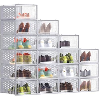 SONGMICS Boîtes à Chaussures, Rangement Chaussures en Plastique, Pliables et Empilables, pour Pointure Jusqu’à 43, Lot de 18, Transparent et Gris Tourterelle LSP066G18 - Publicité SONGMICS Boîtes à Chaussures, Rangement Chaussures en Plastique, Pliables et Empilables, pour Pointure Jusqu’à 43, Lot de 18, Transparent et Gris Tourterelle LSP066G18 - Publicité