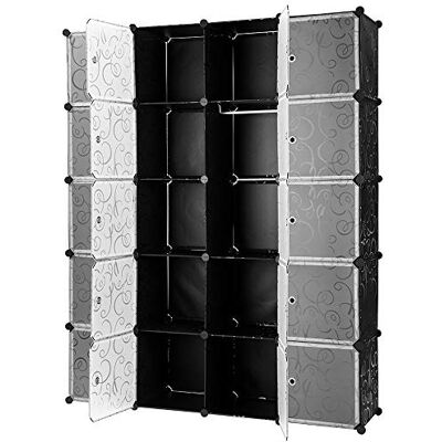 LANTUS Armoire Penderie 20 Cube Portable Étagère de Rangement, Cube Plus Profond Garde-Robe de Rangement avec 2 Tige Suspendue pour Vêtements Chaussures Jouets - Publicité LANTUS Armoire Penderie 20 Cube Portable Étagère de Rangement, Cube Plus Profond Garde-Robe de Rangement avec 2 Tige Suspendue pour Vêtements Chaussures Jouets - Publicité