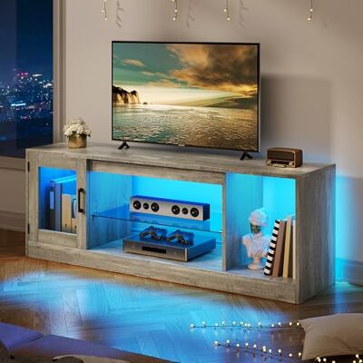 YITAHOME Meuble TV de 148 cm pour téléviseurs jusqu'à 65" avec 7 LED RVB 22 Modes d'éclairage TV Centre de Divertissement avec étagères en Verre réglables pour Salon, Chambre à Coucher - Publicité YITAHOME Meuble TV de 148 cm pour téléviseurs jusqu'à 65" avec 7 LED RVB 22 Modes d'éclairage TV Centre de Divertissement avec étagères en Verre réglables pour Salon, Chambre à Coucher - Publicité