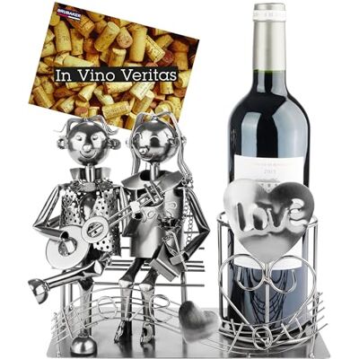 BRUBAKER Porte-Bouteille de Vin Couple avec Guitare sur Banc Sculpture Métal Porte Bouteille Couple avec Guitare et Notes Cadeau de Vin pour Musiciens et Passionnés de Musique avec Carte Cadeau - Publicité BRUBAKER Porte-Bouteille de Vin Couple avec Guitare sur Banc Sculpture Métal Porte Bouteille Couple avec Guitare et Notes Cadeau de Vin pour Musiciens et Passionnés de Musique avec Carte Cadeau - Publicité