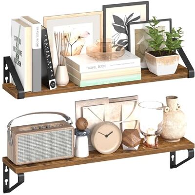 VASAGLE Étagère Murale, Tablette Flottante, Lot de 2, 2 Façons de Montage, 60 cm, pour Salon, Cuisine, Bureau, Salle de Bain, Marron Rustique et Noir Mat LWS062K01 - Publicité VASAGLE Étagère Murale, Tablette Flottante, Lot de 2, 2 Façons de Montage, 60 cm, pour Salon, Cuisine, Bureau, Salle de Bain, Marron Rustique et Noir Mat LWS062K01 - Publicité
