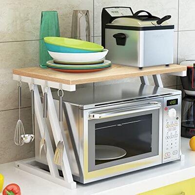 LANTUS Étagère Stable en Bois pour Four à Micro-Ondes avec Crochets, Support de Four, Grille à rôtir, étagère de Plan de Travail pour Micro-Ondes, étagère de Rangement de comptoir de Cuisine - Publicité LANTUS Étagère Stable en Bois pour Four à Micro-Ondes avec Crochets, Support de Four, Grille à rôtir, étagère de Plan de Travail pour Micro-Ondes, étagère de Rangement de comptoir de Cuisine - Publicité