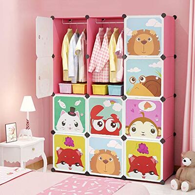 LANTUS Armoire,Penderie Vetement,Étagères de Rangement,Armoire Modulable pour Chambre,en Plastique,Penderie avec Portes, Storage Modulable Meuble Étagères de Rangement, 111 * 37 * 147cm Rose - Publicité LANTUS Armoire,Penderie Vetement,Étagères de Rangement,Armoire Modulable pour Chambre,en Plastique,Penderie avec Portes, Storage Modulable Meuble Étagères de Rangement, 111 * 37 * 147cm Rose - Publicité