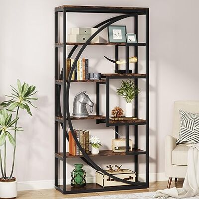 Tribesigns Bibliothèque Industrielle à 5 Niveaux, Bibliothèque de 180 cm de Hauteur avec 8 Étagères de Rangement Ouvertes, étagère à Livres pour Bureau, Salon, Brun Rustique - Publicité Tribesigns Bibliothèque Industrielle à 5 Niveaux, Bibliothèque de 180 cm de Hauteur avec 8 Étagères de Rangement Ouvertes, étagère à Livres pour Bureau, Salon, Brun Rustique - Publicité