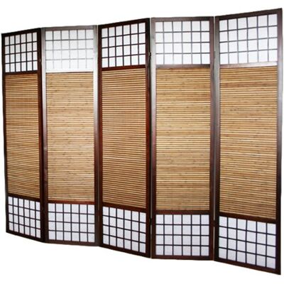 PEGANE Paravent japonais en bois et bambou de 5 panneaux - Publicité PEGANE Paravent japonais en bois et bambou de 5 panneaux - Publicité