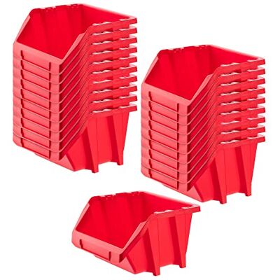 KADAX Workshop Boîte empilable, petite boîte de tri en plastique PP, boîte de rangement visible de différentes tailles et couleurs, boîtes de rangement pour mur à outils (rouge, lot de 20-144 x 118 mm - Publicité KADAX Workshop Boîte empilable, petite boîte de tri en plastique PP, boîte de rangement visible de différentes tailles et couleurs, boîtes de rangement pour mur à outils (rouge, lot de 20-144 x 118 mm - Publicité