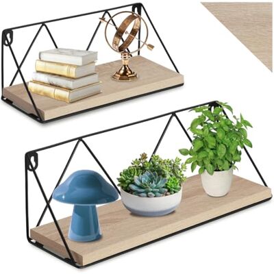 tectake ® Lot de 2 Étagère Murale Style Industriel, Étagères suspendues, Decoration Maison Decoration Chambre Cuisine Salon Bureau, Etagere Murale, 33.5 x 13 x 13 cm / 41 x 13 x 14.5 cm, Bois Clair - Publicité tectake ® Lot de 2 Étagère Murale Style Industriel, Étagères suspendues, Decoration Maison Decoration Chambre Cuisine Salon Bureau, Etagere Murale, 33.5 x 13 x 13 cm / 41 x 13 x 14.5 cm, Bois Clair - Publicité