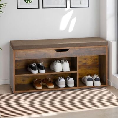IDIMEX Banc de Rangement à Chaussures BAIA en Bois avec Coffre, Assise rembourrée, 104x48x30 cm, 8 à 10 Paires de Chaussures, Couleur Old Style - Publicité IDIMEX Banc de Rangement à Chaussures BAIA en Bois avec Coffre, Assise rembourrée, 104x48x30 cm, 8 à 10 Paires de Chaussures, Couleur Old Style - Publicité
