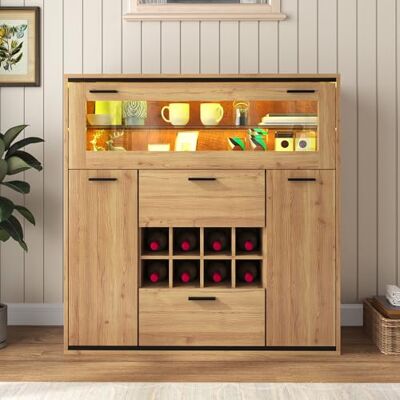 BTM Buffet, Armoire à vin élégante avec Double Porte Ouverte, étagère en Verre et Porte vin. Buffet élégant, 38x110x111cm, Parfait Rangement - Publicité BTM Buffet, Armoire à vin élégante avec Double Porte Ouverte, étagère en Verre et Porte vin. Buffet élégant, 38x110x111cm, Parfait Rangement - Publicité