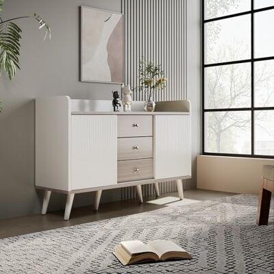 Merax Buffet de salon, armoire de cuisine, buffet, armoire de bar, avec trois tiroirs, buffet pour chambre à coucher - Publicité Merax Buffet de salon, armoire de cuisine, buffet, armoire de bar, avec trois tiroirs, buffet pour chambre à coucher - Publicité