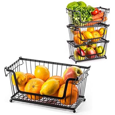 Vilde Corbeille en Métal pour Fruits et Légumes Récipient Géométrique de Style LOFT Panier Industriel Noir Empilable Parfait pour la Cuisine, la Salle de Bain et le Bureau - Publicité Vilde Corbeille en Métal pour Fruits et Légumes Récipient Géométrique de Style LOFT Panier Industriel Noir Empilable Parfait pour la Cuisine, la Salle de Bain et le Bureau - Publicité