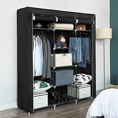 LANTUS Armoire de Rangement Pliable en Tissu Pliant,Cadre métallique,XL penderie de Chambre DIY intérieur,Garde-Robe Placard Camping,Penderie Dressing Textile en Tissu Intissé,175 * 150 * 45cm- Noir - Publicité LANTUS Armoire de Rangement Pliable en Tissu Pliant,Cadre métallique,XL penderie de Chambre DIY intérieur,Garde-Robe Placard Camping,Penderie Dressing Textile en Tissu Intissé,175 * 150 * 45cm- Noir - Publicité