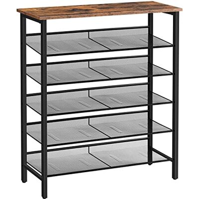 HOOBRO Étagère à Chaussures, Porte-Chaussures à 6 Niveaux, Meuble à Chaussures, Étagère en Maille Métallique Réglable, pour Entrée, Couloir, Salon, Chambre, Marron Rustique et Noir EBF16XJ01 - Publicité HOOBRO Étagère à Chaussures, Porte-Chaussures à 6 Niveaux, Meuble à Chaussures, Étagère en Maille Métallique Réglable, pour Entrée, Couloir, Salon, Chambre, Marron Rustique et Noir EBF16XJ01 - Publicité