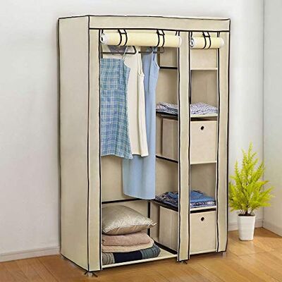 LANTUS Organisateur de Stockage de vêtements Armoire Toile Placard à Rangement,Armoire de Rangement,Garde-Robe,pour Chambre, Couloir, Dressing,110 * 45 * 175cm-Beige - Publicité LANTUS Organisateur de Stockage de vêtements Armoire Toile Placard à Rangement,Armoire de Rangement,Garde-Robe,pour Chambre, Couloir, Dressing,110 * 45 * 175cm-Beige - Publicité