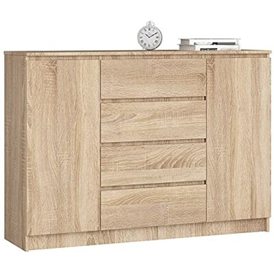 AKORD Commode K 140 cm 4 Tiroirs et 2 Portes pour Le Salon Chambre Bureau Salon Design Moderne Fonctionnel Panneau Stratifié Couleur Sonoma - Publicité AKORD Commode K 140 cm 4 Tiroirs et 2 Portes pour Le Salon Chambre Bureau Salon Design Moderne Fonctionnel Panneau Stratifié Couleur Sonoma - Publicité