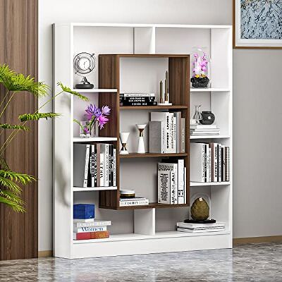 HOMIDEA Venus Bibliothèque Étagère de Rangement Étagère pour Livres Étagère pour Bureau/Salon par Le Design Moderne (Blanc/Noyer) - Publicité HOMIDEA Venus Bibliothèque Étagère de Rangement Étagère pour Livres Étagère pour Bureau/Salon par Le Design Moderne (Blanc/Noyer) - Publicité