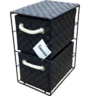 ARPAN Meuble de Rangement à 2 tiroirs idéal pour la Maison/Le Bureau/la Chambre à Coucher 2 tiroirs 18 x 25 x 33 cm Noir - Publicité ARPAN Meuble de Rangement à 2 tiroirs idéal pour la Maison/Le Bureau/la Chambre à Coucher 2 tiroirs 18 x 25 x 33 cm Noir - Publicité