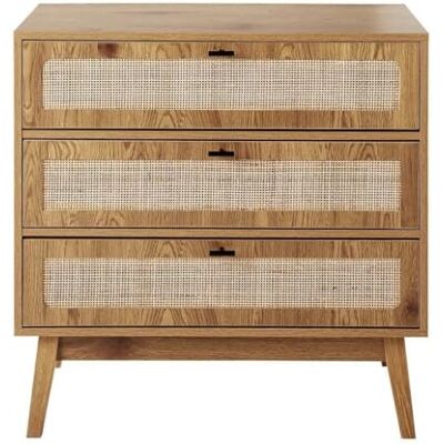Calicosy Commode Alia 3 Tiroirs Rotin Naturel Effet Bois L80xP39xH79cm - Publicité Calicosy Commode Alia 3 Tiroirs Rotin Naturel Effet Bois L80xP39xH79cm - Publicité
