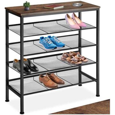 tectake ® Meuble à Chaussures 75,5 x 30,5 x 85,5 cm, Style Industriel, Meuble Chaussure 4 étagères, Rangement Chaussure Meubles d'entrée Étagère Rangement Meubles Chaussures Salon Dressing, Bois foncé - Publicité tectake ® Meuble à Chaussures 75,5 x 30,5 x 85,5 cm, Style Industriel, Meuble Chaussure 4 étagères, Rangement Chaussure Meubles d'entrée Étagère Rangement Meubles Chaussures Salon Dressing, Bois foncé - Publicité