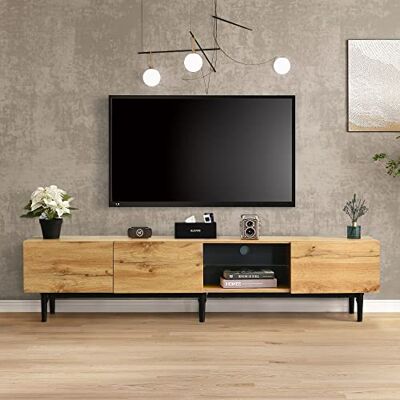 Merax Meuble TV Moderne 175 cm avec Éclairage LED Variable, Design en Bois et Noir, 3 Armoires, MDF, Stabilité Maximale, Facile à Monter – Idéal pour Salon - Publicité Merax Meuble TV Moderne 175 cm avec Éclairage LED Variable, Design en Bois et Noir, 3 Armoires, MDF, Stabilité Maximale, Facile à Monter – Idéal pour Salon - Publicité