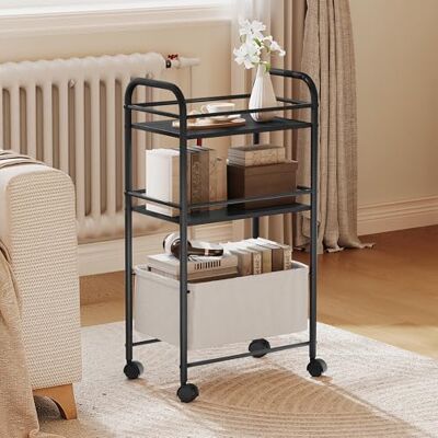 YITAHOME Chariot de Rangement en métal sur roulettes Chariot de Cuisine à 3 Niveaux Chariot de Rangement avec Panier tissé Roues verrouillables Poignée Chariot de Livre pour Bureau, Cuisine - Publicité YITAHOME Chariot de Rangement en métal sur roulettes Chariot de Cuisine à 3 Niveaux Chariot de Rangement avec Panier tissé Roues verrouillables Poignée Chariot de Livre pour Bureau, Cuisine - Publicité