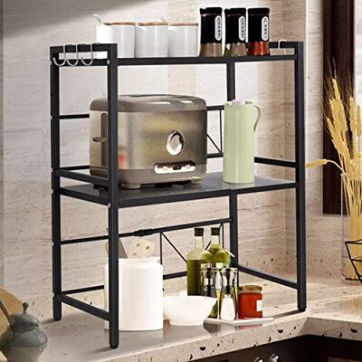 LANTUS Support Extensible en Métal Four à Micro-Étagère pour Micro-Ondes à 2 Couches Extensible pour épices, conserves, Bouteilles, jusqu'à 25 kg (40/64 * 36.5 * 78cm 2PC(Noir)) - Publicité LANTUS Support Extensible en Métal Four à Micro-Étagère pour Micro-Ondes à 2 Couches Extensible pour épices, conserves, Bouteilles, jusqu'à 25 kg (40/64 * 36.5 * 78cm 2PC(Noir)) - Publicité