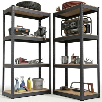 Juskys Lot de 2 étagères de Rangement Easy 2 x 160 x 80 x 40 cm (H x l x P) – Charge maximale : 640 kg – 8 tablettes – en métal Gris - Publicité Juskys Lot de 2 étagères de Rangement Easy 2 x 160 x 80 x 40 cm (H x l x P) – Charge maximale : 640 kg – 8 tablettes – en métal Gris - Publicité