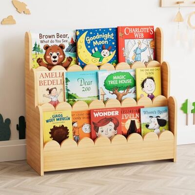 SpaceAid Montessori Bibliothèque festonnée à 3 Niveaux pour Tout-Petits, étagère à Livres en Bois pour Chambre d'enfant, Salle de Jeux, crèche et Salle de Classe, Naturel - Publicité SpaceAid Montessori Bibliothèque festonnée à 3 Niveaux pour Tout-Petits, étagère à Livres en Bois pour Chambre d'enfant, Salle de Jeux, crèche et Salle de Classe, Naturel - Publicité