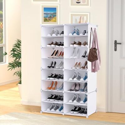 LANTUS Meuble Chaussure, 8 Niveaux Rangement Chaussure 20-32 Paires Etagere Chaussure, Armoire a Chaussures avec Porte pour Entrée Salon Chambre-83 x 32 x 125,5 cm (Blanc) - Publicité LANTUS Meuble Chaussure, 8 Niveaux Rangement Chaussure 20-32 Paires Etagere Chaussure, Armoire a Chaussures avec Porte pour Entrée Salon Chambre-83 x 32 x 125,5 cm (Blanc) - Publicité