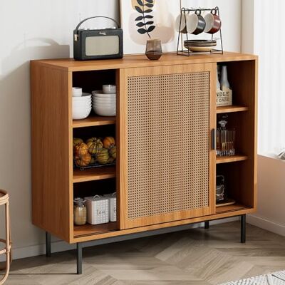 Merax Armoire de cuisine avec 2 portes coulissantes et étagère réglable 100 x 37 x 90 cm Pour salon et salle à manger Style maison de campagne - Publicité Merax Armoire de cuisine avec 2 portes coulissantes et étagère réglable 100 x 37 x 90 cm Pour salon et salle à manger Style maison de campagne - Publicité