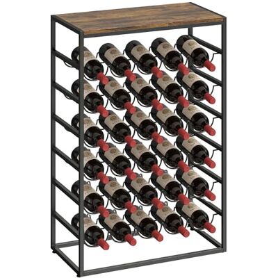 HOMCOM Casier à Bouteilles pour 30 Bouteilles, étagère à vin avec 6 Niveaux avec Plateau Effet Bois, Style Industriel, casier à vin en métal, pour Cave, Bars, sous-sols, 59x30x88,5cm, Brun Rustique - Publicité HOMCOM Casier à Bouteilles pour 30 Bouteilles, étagère à vin avec 6 Niveaux avec Plateau Effet Bois, Style Industriel, casier à vin en métal, pour Cave, Bars, sous-sols, 59x30x88,5cm, Brun Rustique - Publicité