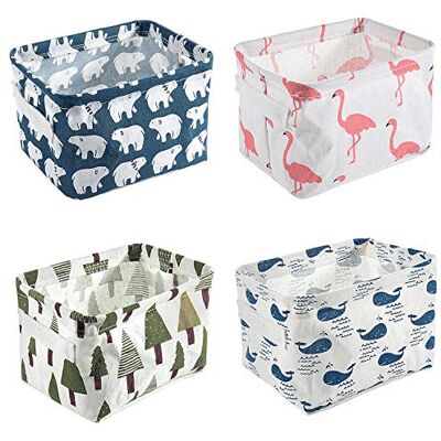 Czemo Ensembles de 4 Paniers de Rangement en Tissu Petite Boite de Rangement Pliable Organisateur Cube de Rangement pour étagères et Bureau ou Maquillage - Publicité Czemo Ensembles de 4 Paniers de Rangement en Tissu Petite Boite de Rangement Pliable Organisateur Cube de Rangement pour étagères et Bureau ou Maquillage - Publicité