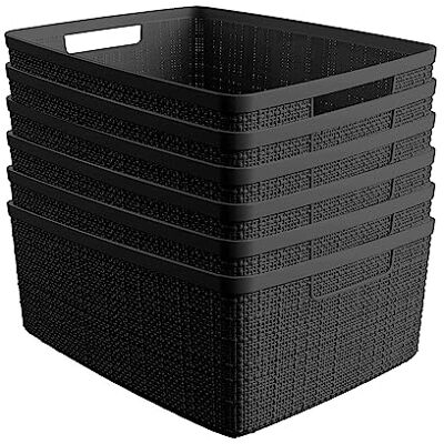 Curver Lot de 6 paniers de rangement décoratifs en plastique jute de taille moyenne, parfaits pour la maison, le bureau, les étagères, le garde-manger de cuisine et tous les essentiels de la chambre à - Publicité Curver Lot de 6 paniers de rangement décoratifs en plastique jute de taille moyenne, parfaits pour la maison, le bureau, les étagères, le garde-manger de cuisine et tous les essentiels de la chambre à - Publicité