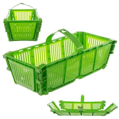 KADAX Panier de récolte, en plastique, 40 x 18 x 11,5 cm, pliable, avec poignée, pour cueillir les fruits, rectangulaire, vert - Publicité KADAX Panier de récolte, en plastique, 40 x 18 x 11,5 cm, pliable, avec poignée, pour cueillir les fruits, rectangulaire, vert - Publicité