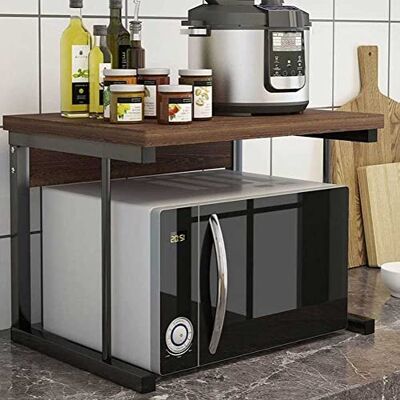 BAKAJI Étagère de Rangement pour Micro-Ondes, Structure en métal, avec étagère en Bois, MDF, Organisateur pour Outils de Cuisine, Design Moderne, Dimensions 54 x 35 x 35 x 35 cm (nois) - Publicité BAKAJI Étagère de Rangement pour Micro-Ondes, Structure en métal, avec étagère en Bois, MDF, Organisateur pour Outils de Cuisine, Design Moderne, Dimensions 54 x 35 x 35 x 35 cm (nois) - Publicité