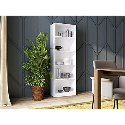 Home Collective Étagère à Livres, étagère à dossiers, étagère sur Pieds, séparateur d'espace Blanc avec 5 Compartiments Ouverts en Bois MDF Largeur 60 cm - Publicité Home Collective Étagère à Livres, étagère à dossiers, étagère sur Pieds, séparateur d'espace Blanc avec 5 Compartiments Ouverts en Bois MDF Largeur 60 cm - Publicité