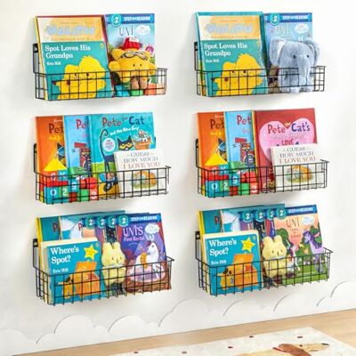 PUERSI Lot de 6 Étagères Muraux Enfant en Métal, Bibliothèque Murale, Étagère à Livres Mural pour Chambre d’Enfants, Rangement pour Livres, Filles et Garçons, Bébé Noire - Publicité PUERSI Lot de 6 Étagères Muraux Enfant en Métal, Bibliothèque Murale, Étagère à Livres Mural pour Chambre d’Enfants, Rangement pour Livres, Filles et Garçons, Bébé Noire - Publicité