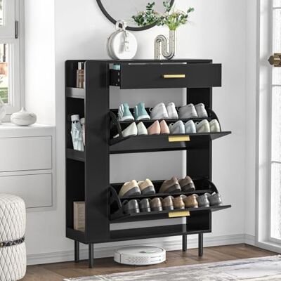 Skokliz Armoire à Chaussures avec 2 tiroirs à Rabat, étagère à Chaussures avec tiroir, Rangement à Chaussures, cloison réglable, pour 8 à 12 Paires de Chaussures, Couloir, entrée 75 x 24 x 105 cm - Publicité Skokliz Armoire à Chaussures avec 2 tiroirs à Rabat, étagère à Chaussures avec tiroir, Rangement à Chaussures, cloison réglable, pour 8 à 12 Paires de Chaussures, Couloir, entrée 75 x 24 x 105 cm - Publicité
