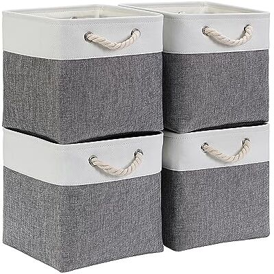Mangata Cube de Rangement en Tissu, Boîte de Rangement Pliable, Gris Blanc, 28x28x28cm, 4 - Publicité Mangata Cube de Rangement en Tissu, Boîte de Rangement Pliable, Gris Blanc, 28x28x28cm, 4 - Publicité