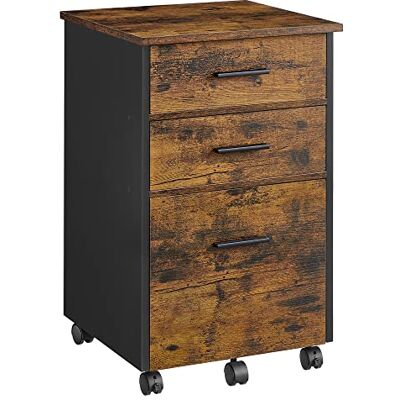 VASAGLE Caisson Bureau 3 Tiroirs, avec 2 en Tissu, 1 en Bois, Table de Chevet, Petit Meuble de Rangement avec roulettes, pour Chambre, Salon, Marron Rustique et Noir OFC046B01 - Publicité VASAGLE Caisson Bureau 3 Tiroirs, avec 2 en Tissu, 1 en Bois, Table de Chevet, Petit Meuble de Rangement avec roulettes, pour Chambre, Salon, Marron Rustique et Noir OFC046B01 - Publicité