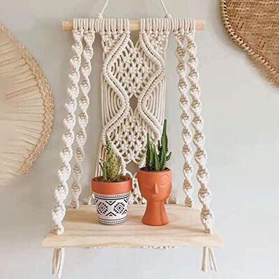 KDXYSL Étagère Murale en Macramé, Flottante Bois à Un Étage Boho Tapisserie Décoration Murale Coton Rideaux en Macramé Faits à la Main pour Les Portes Salon Chambre à Coucher Mariage - Publicité KDXYSL Étagère Murale en Macramé, Flottante Bois à Un Étage Boho Tapisserie Décoration Murale Coton Rideaux en Macramé Faits à la Main pour Les Portes Salon Chambre à Coucher Mariage - Publicité