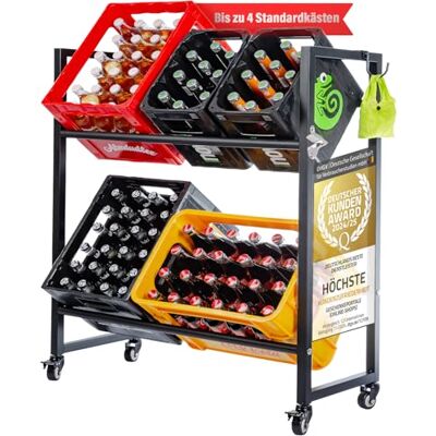 Dimono Étagère à casier métallique à roulettes pour 4 ou 6 cagettes de Boissons, Rangement Stable pour Les Bouteilles vides de bière, d'eau et de Soda, Solution Durable (4 caisses) - Publicité Dimono Étagère à casier métallique à roulettes pour 4 ou 6 cagettes de Boissons, Rangement Stable pour Les Bouteilles vides de bière, d'eau et de Soda, Solution Durable (4 caisses) - Publicité