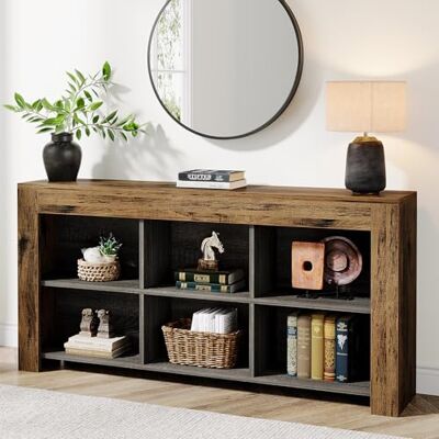 Tribesigns Table Console, 160 x 30 x 80 cm, Table d'appoint, Table d'entrée en Bois Rustique avec 6 Cubes de Rangement pour Entrée, Couloir, Salon, Marron Vintage - Publicité Tribesigns Table Console, 160 x 30 x 80 cm, Table d'appoint, Table d'entrée en Bois Rustique avec 6 Cubes de Rangement pour Entrée, Couloir, Salon, Marron Vintage - Publicité