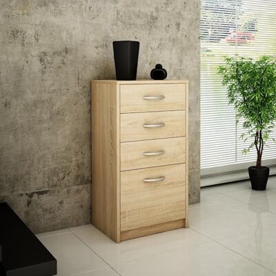 Home Collective Commode avec 4 tiroirs avec surface mate, commode de 45 cm de large, armoire en bois, commode avec tiroirs, buffet, buffet haut, buffet, chambre, salon, couloir, organiseur de bureau Sonoma - Publicité Home Collective Commode avec 4 tiroirs avec surface mate, commode de 45 cm de large, armoire en bois, commode avec tiroirs, buffet, buffet haut, buffet, chambre, salon, couloir, organiseur de bureau Sonoma - Publicité