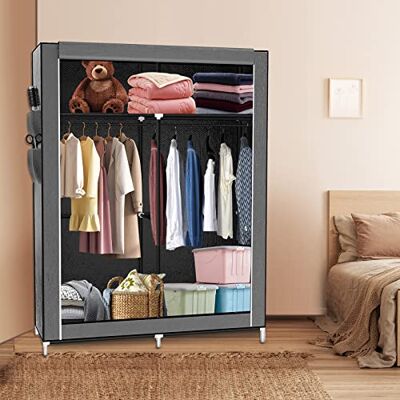 LANTUS Armoire de Rangement Pliable, Penderie en Tissu Non-Tissé, Organisateur de Rangement pour Chambre, Dressing Penderie Dressing Textile en Tissu Intissé (170 * 45 * 108cm Gris) - Publicité LANTUS Armoire de Rangement Pliable, Penderie en Tissu Non-Tissé, Organisateur de Rangement pour Chambre, Dressing Penderie Dressing Textile en Tissu Intissé (170 * 45 * 108cm Gris) - Publicité